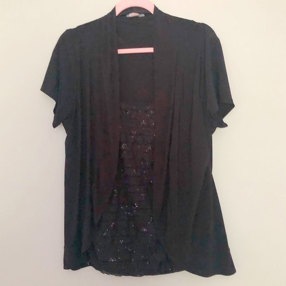 👚 2-in-1 Piece Black Shirt And Cardigan 1x